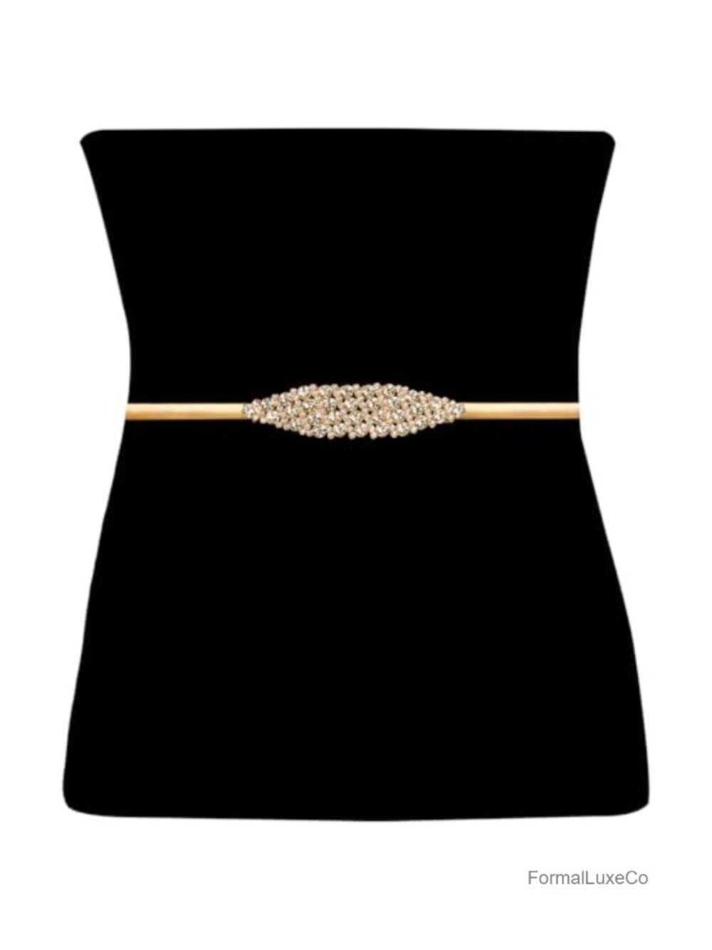 Women's Gold Chain Waist Belt with Rhinestones